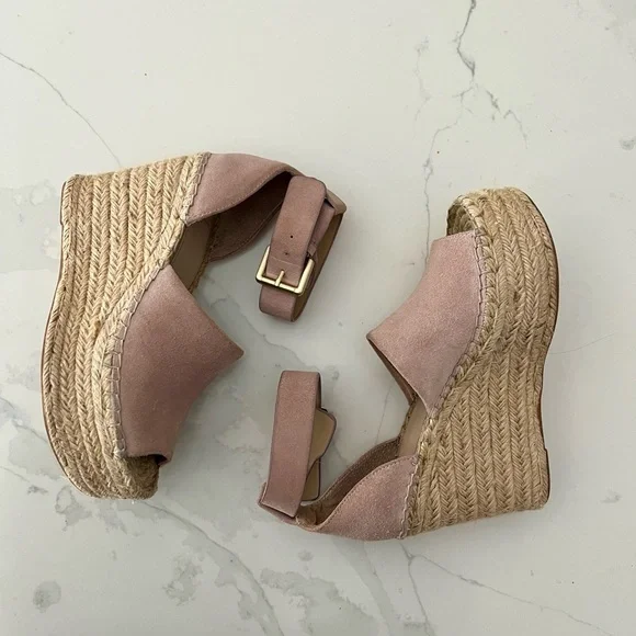 Marc Fisher Pink Espadrille Wedge Sandals - Picture 3 of 11